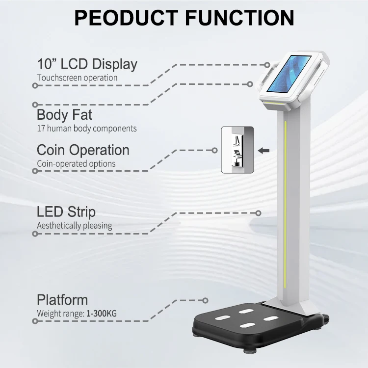 Medical health check scale, LCD with touch screen, made of steel