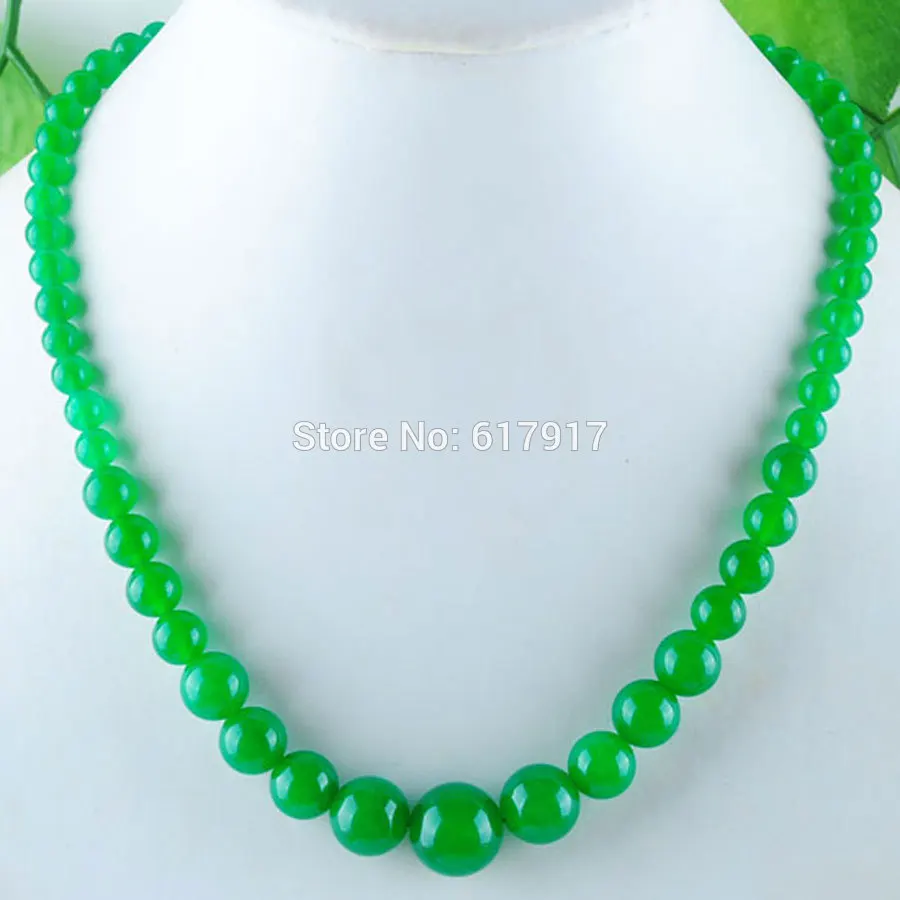 

RONGZUAN Natural Green Jades Necklace Stone Graduated 6-14mm Round Beads Beaded Necklace 17.5" Length Strand Women Jewelry F3000