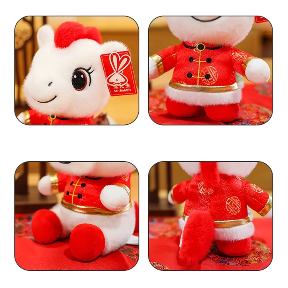 Divertido disfraz chino 2026 caballo muñeco de peluche mascota lindo caballo de peluche juguete blanco creativo pony del zodiaco estatuilla decoración del hogar