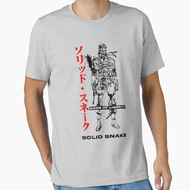 

SOLID SNAKE Kojima video game Metal Gear Solid t shirt for men 100% cotton large size Adult tops S-6XL