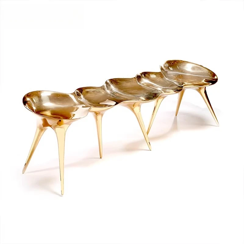 

Special-shaped fiberglass pea shape bench creative art bronze caterpillar seat