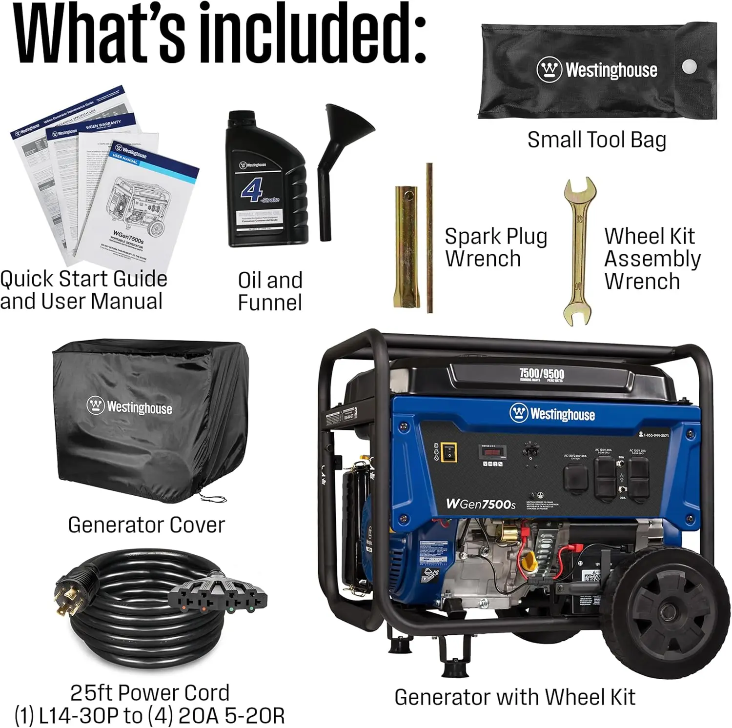 9500 Peak Watt Home Backup Portable Generator, Transfer Switch Ready 30A Outlet, Gas Powered