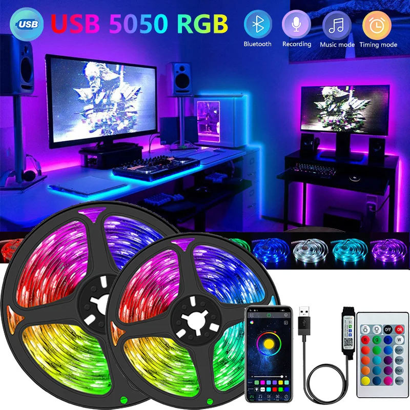 

Гибкая лента с диодами и USB-портом, 5050 RGB, 5 В