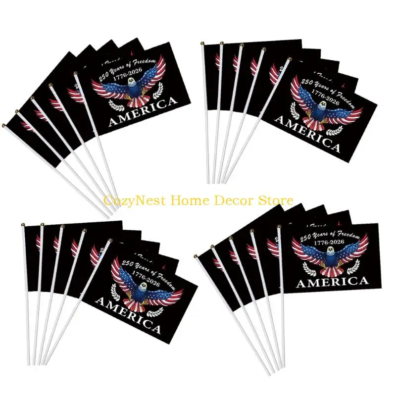 92MF 20Pcs 250 Anniversary Flag Mini Patriotics American Flags on Independen Day Decorations Gift for Women Men