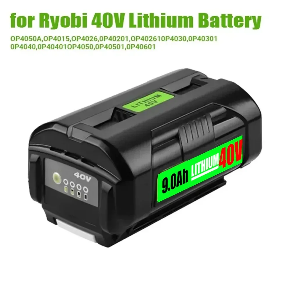 40V 9000mAh Li-ion Battery for Ryobi OP4040 OP4026 OP4030 OP4050 OP4060A OP40201 OP40301 Collection Cordless Power Tools Battery