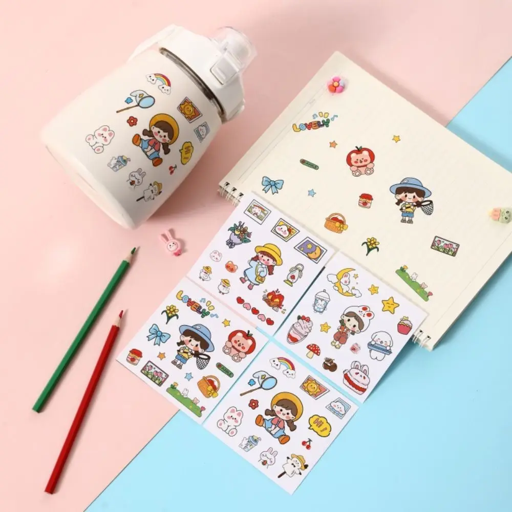 Cute Cartoon Patterns PVC Stickers Waterproof Multicolor Notebook Decoration Scrapbook Decor DIY Phone Water Bottle Decor