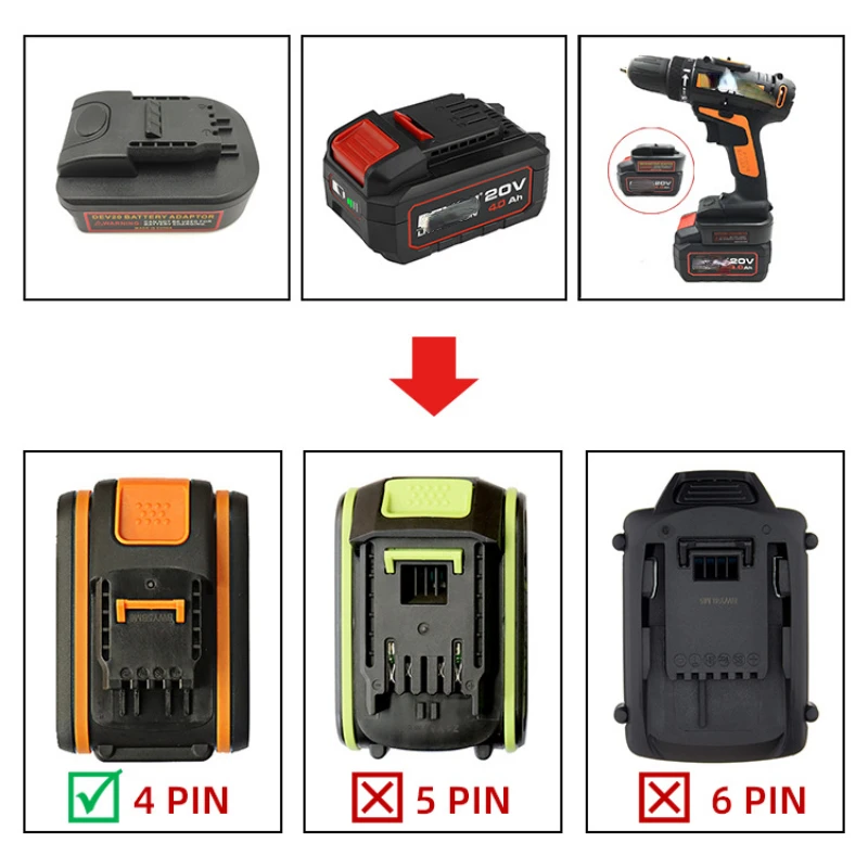 Zwincky Batterie adapter Konverter kann für devon 20V Li-Ionen-Batterie für Worx 20V orange kleine Fuß Elektro werkzeuge verwendet werden