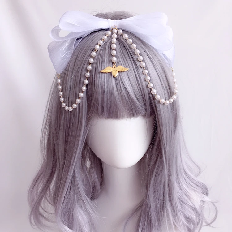 Lolita Headband  lolita accessories Tiara Sweet Cute Princess girl's Gorgeous Bow Lace Bead Chain KC anime accessories