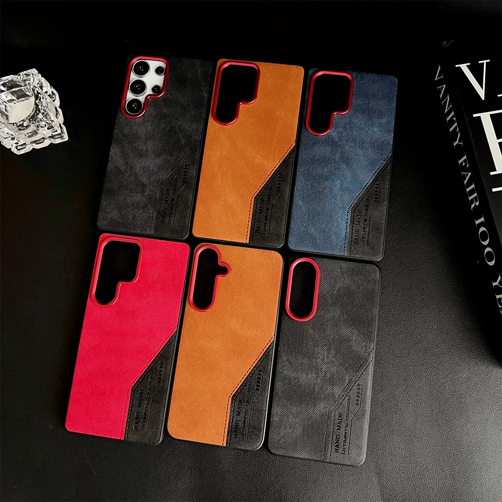 Hard Shell Denim Pattern Phone Case For Samsung Galaxy S26 Ultra Plus S25 Edge Cowboy Stitching Cases Shockproof Protect Cover