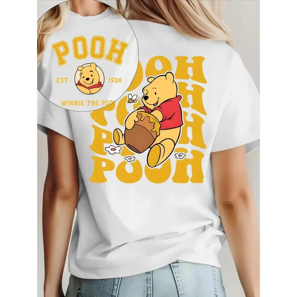 

Winnie The Pooh Bear Disney T-Shirt Women Couple Men Cotton Casual Girls Tees Tops Vacation Unisex Eats Honey Trendy Oversized