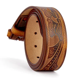 Cinturones sin hebilla de dos capas para hombre, cuero de vaca en relieve, sin hebilla, cuerpo de alta calidad, regalos ideales, 2024