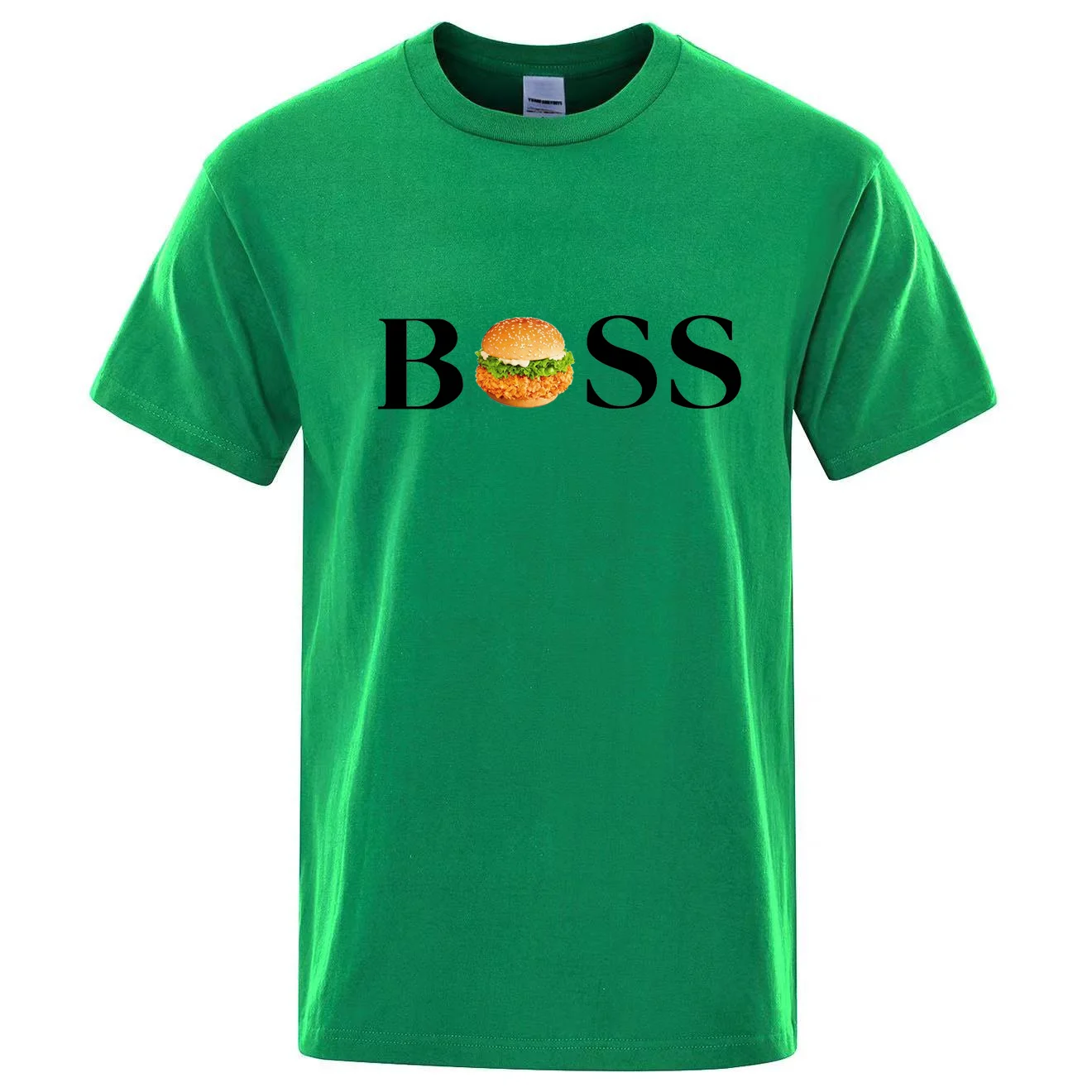 2024 Summer Burger Shop Men\'s and Women\'s Boss Employee T-shirt Sports Fashion Round Neck Harajuku Pure Cotton Top Short Sleeve