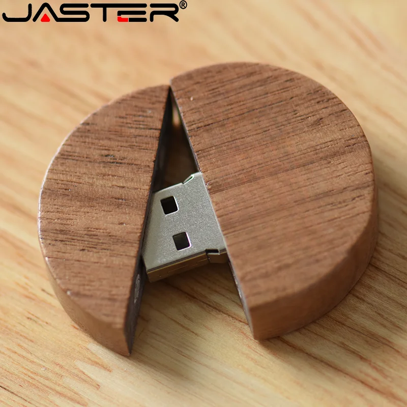 JASTER round cake wooden Pen drive 2.0 128GB wooden box USB flash drives 64GB photography wedding gift memory stick 32GB U disk