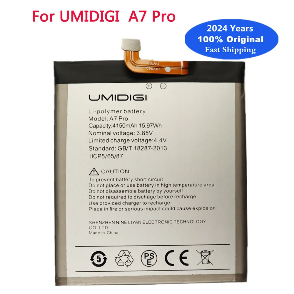 

2024 Years Original UMI A 7 Pro Battery For Umidigi A7 Pro A7Pro Phone Battery 4150mAh Replacement Bateria Batteries + Tracking