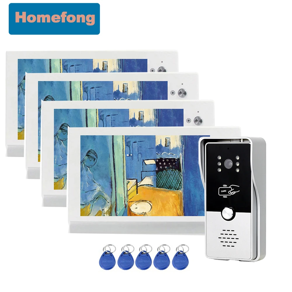 Homefong  7 Inch Video Door Phone Intercom RFID Camera Doorbell Unlock Home Security Door Access Control System HD  for Villa