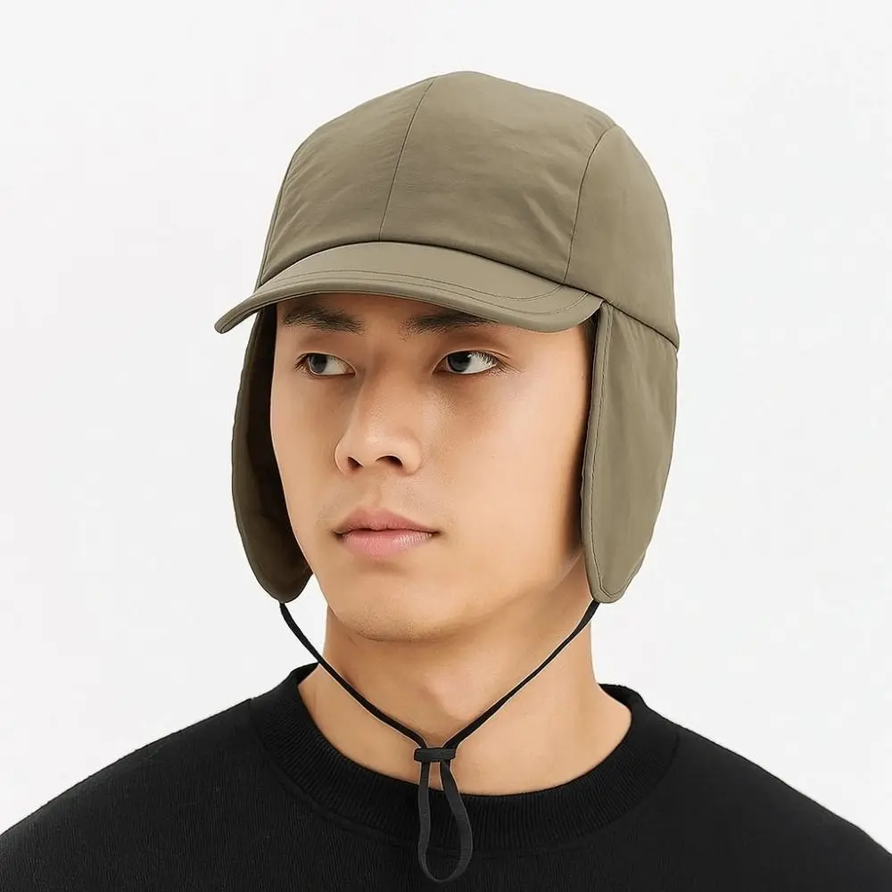 Japanese Style Ear Protection Ushanka Multi-functional Thickened Earflaps Visor Hat Lightweight Solid Color Windproof Pilot Cap