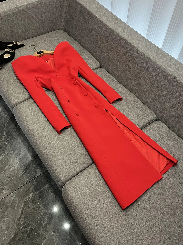 

Осень-зима длинное облегающее пальто с воротником-стойкой знаменитости индивидуальный дизайн модная женская ветровка Ele Jaet