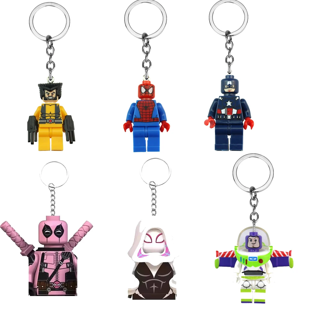 10 estilos Marvel Spider-Man Superman Iron Man Wolverine Capitán América llavero edificio creativo llave mochila colgante juguete regalos