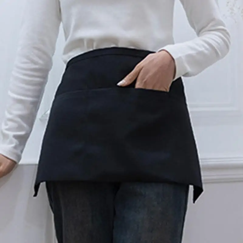 Server Apron 3 Pockets Waitress Aprons Serving Waterproof Waist Apron Breathable Kitchen Chef And Cooking Aprons For Women And