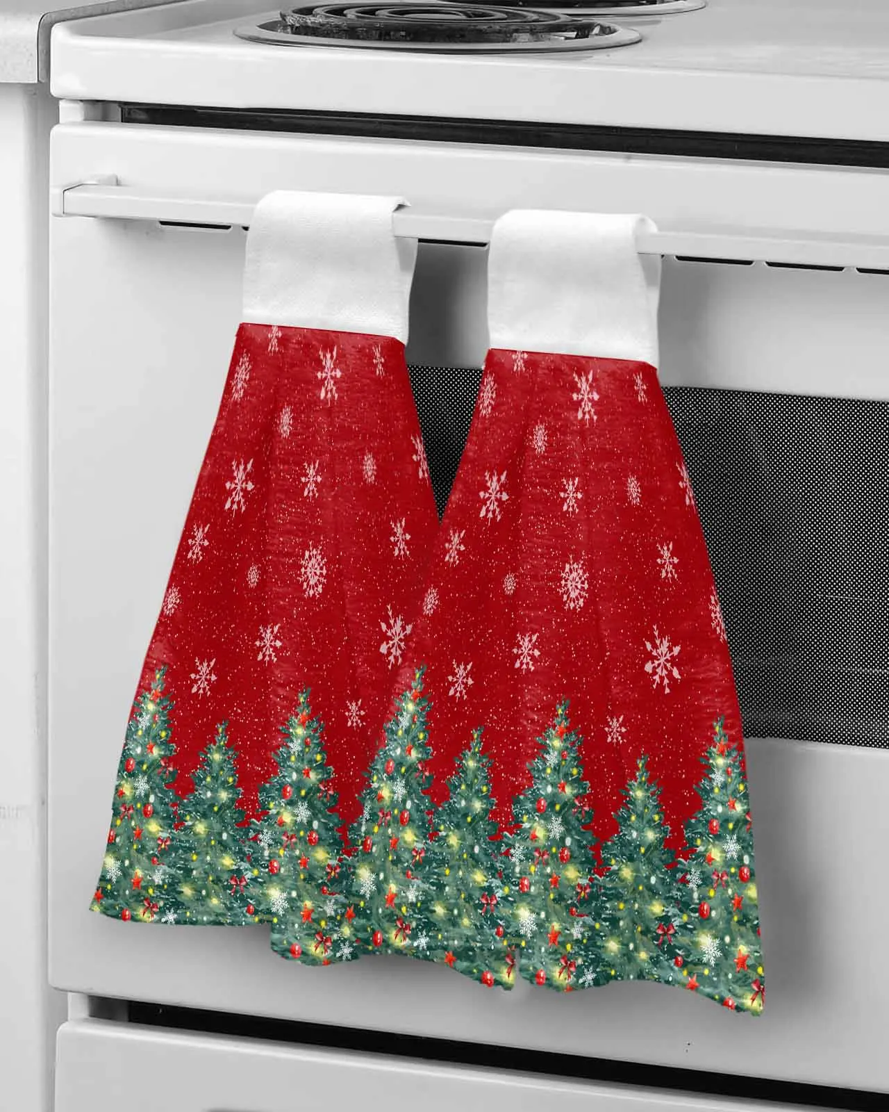 Christmas Tree Lights Bows Stars Snowflakes Towel Cleaning Cloth Microfiber Soft Household Super Absorbent Dish Washing Cloth