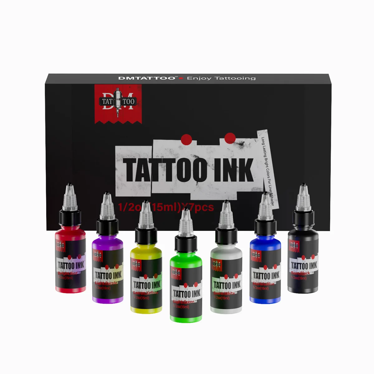 DM 15ml 7 colores pigmento de tinta de tatuaje con caja Kit de tatuaje de arte corporal pinturas de belleza profesionales maquillaje suministros de tatuaje semipermanente