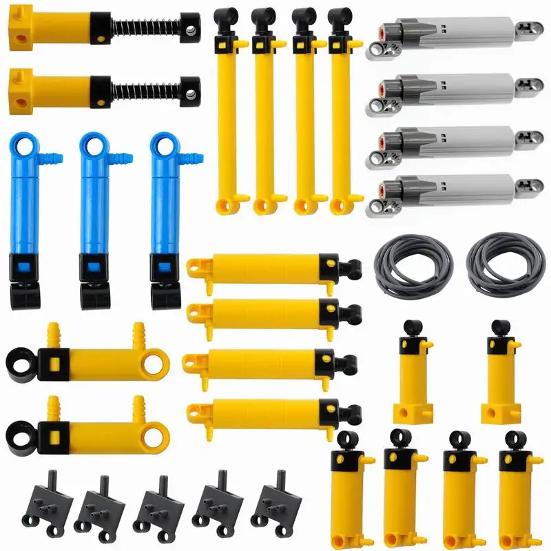 32 stks/set MOC Pneumatische Kit Luchtpomp Cilinder Zuiger Slang Schakelaar Luchttank Barometer Compatibel met Legoeds DIY Technische Modellen