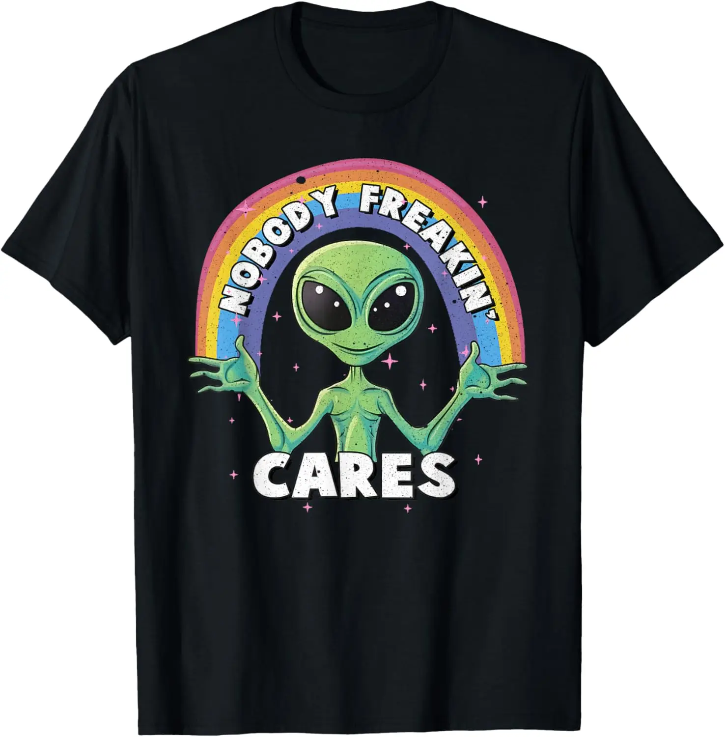 Nobody Freakin' Cares Aliens UFO Exist T-Shirt Unisex Summer Streetwear Tops Couple Printed T-shirt Vintage Clothes