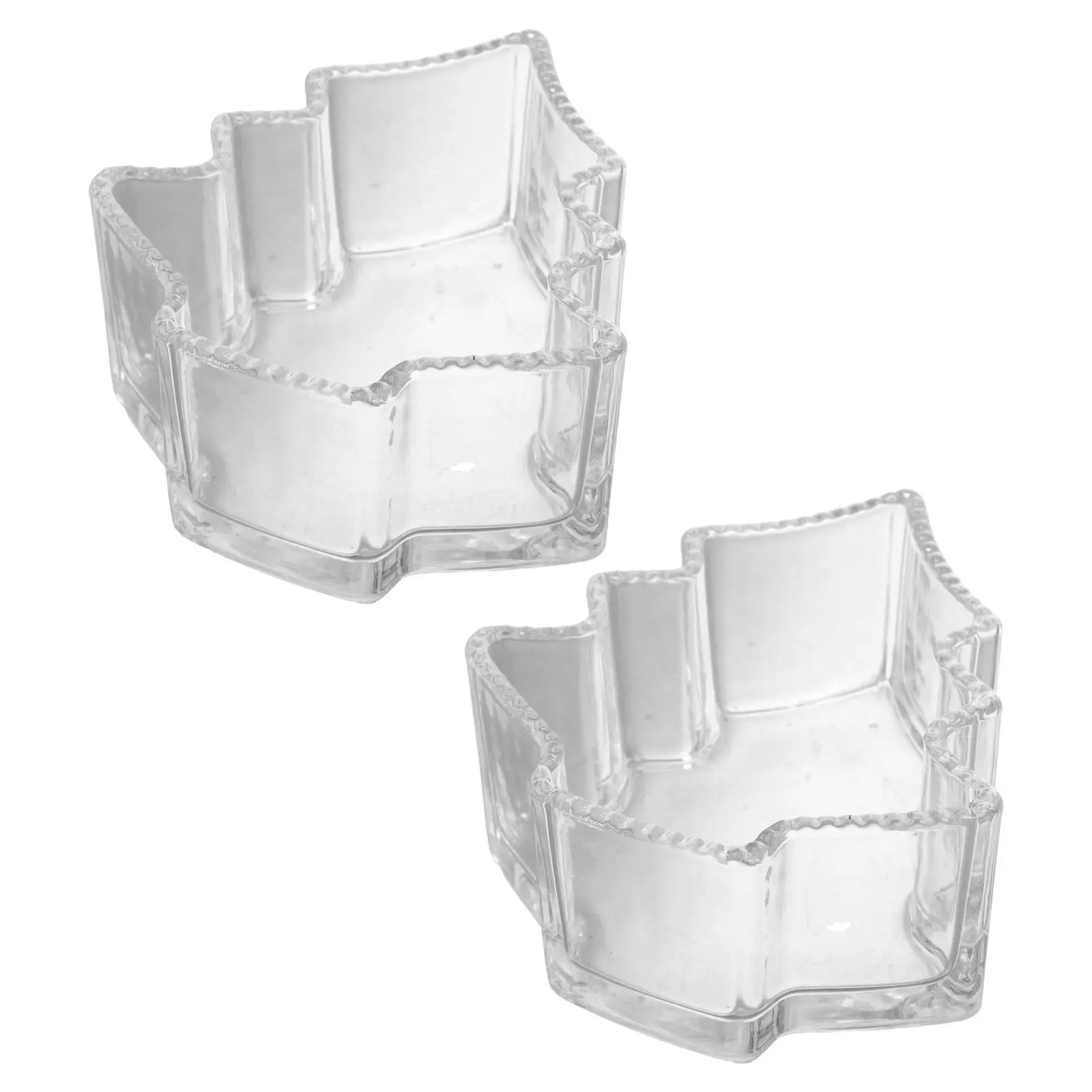Set of 2 Christmas Tree Glass Tealight Holders Vintage Votive Cups Clear Glass Holders for Holiday Table and