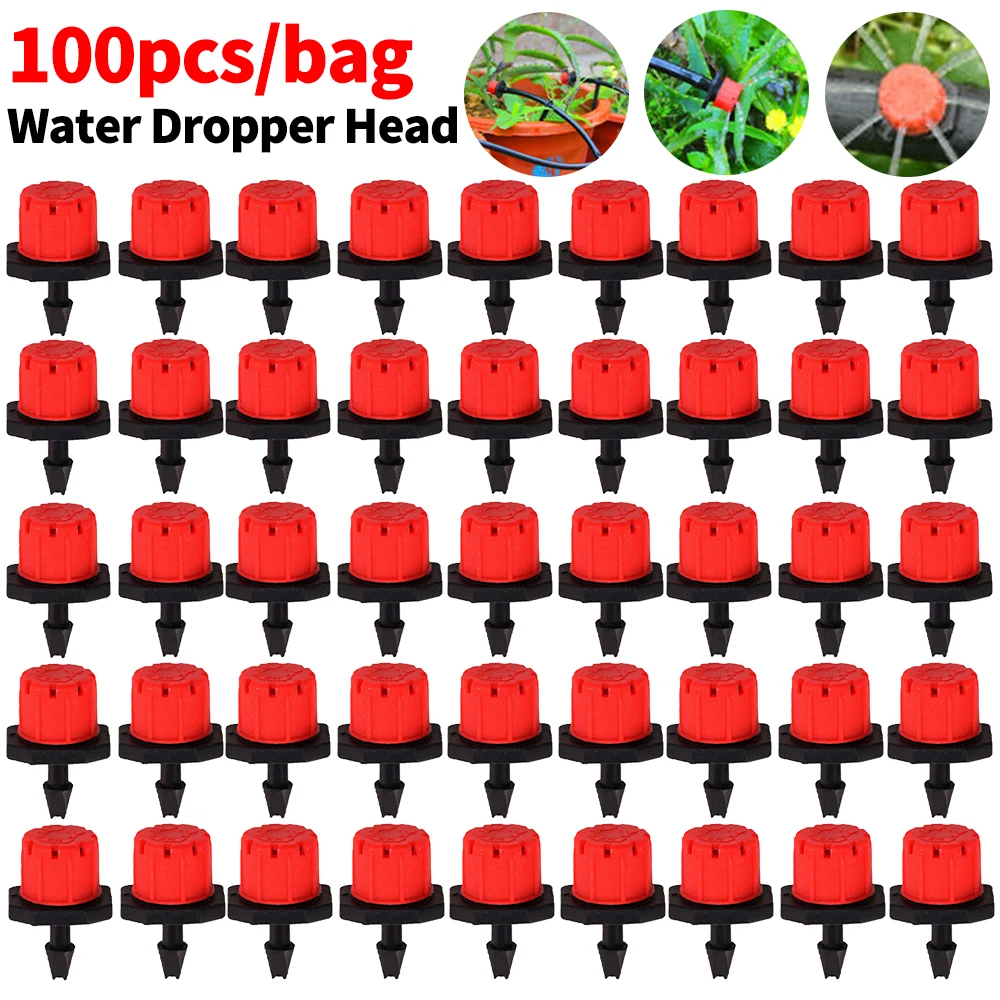 

100pcs/bag Irrigation Drippers Sprinklers Adjustable Flow Water Saving Water Dropper Head Garden Watering Irrigation System