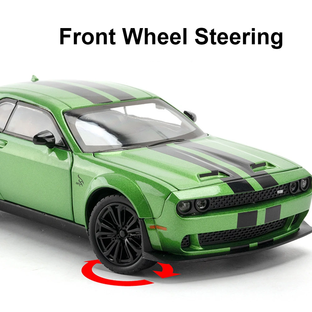 1:22 チャレンジャー SRT ヘルキャット悪魔の目モデルカーのおもちゃ合金ダイキャストプルバックスーパーカーライトサウンド車両モデルギフト子供のための
