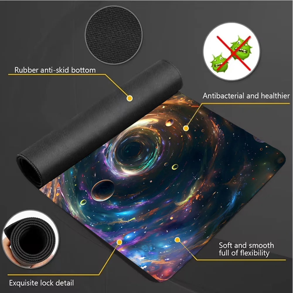 Mouse Pad Large Table Pad for Computer Galaxy Design Mousepad With Non-Slip Rubber Base Stitched Edge Deskpad PC Desk Mat