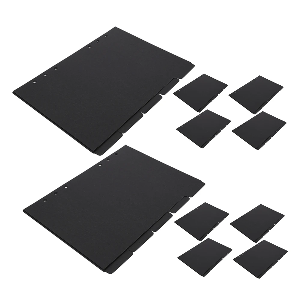 

10pcs A5 Index Dividers Black Detachable Tabs Paper Separators Notebook Organizers Compatible Loose Leaf Binder