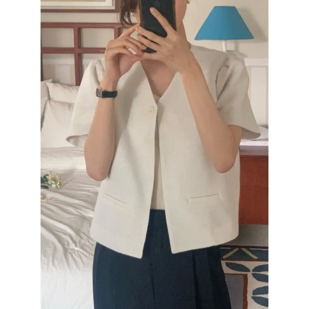 

Korean Chic Fashion Small Fragrance Woolen Jacket Spring Summer New Niche Age-Reducing Elegant Top for Women