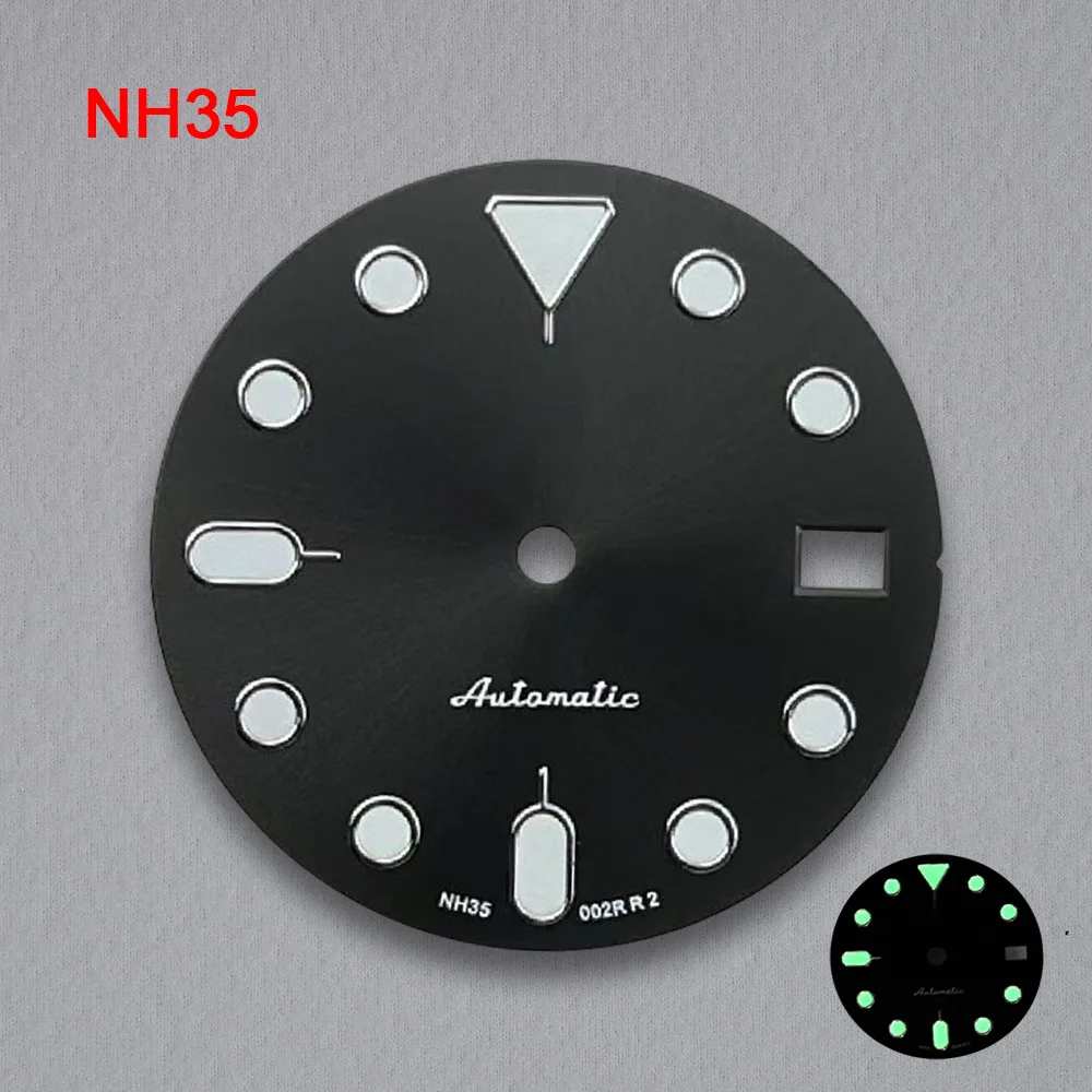 ルミナスグリーンウォッチダイヤル、ムーブメント修理、28.5mm、nh35、nh34に適合