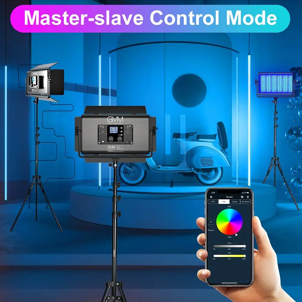 GVM 1500D RGB LED Video Light 75W Video Lighting Kit with Bluetooth Control Led Panel Light for Photography, YouTube Studio