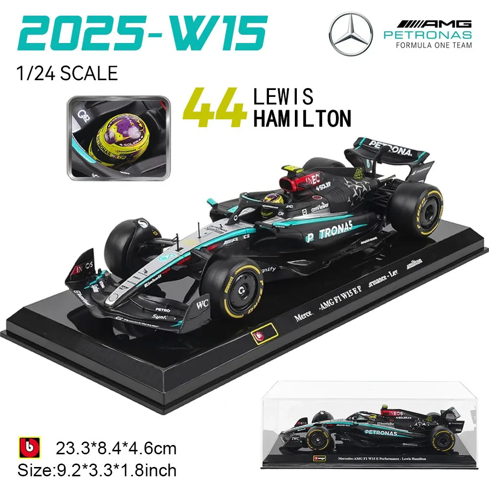 bburago-1-24-2024-mercedes-amg-w15-44--hamilton-63--russell-red-bull-ferrari-mclaren-f1-lega-super-toy-modello-di-auto-pressofuso