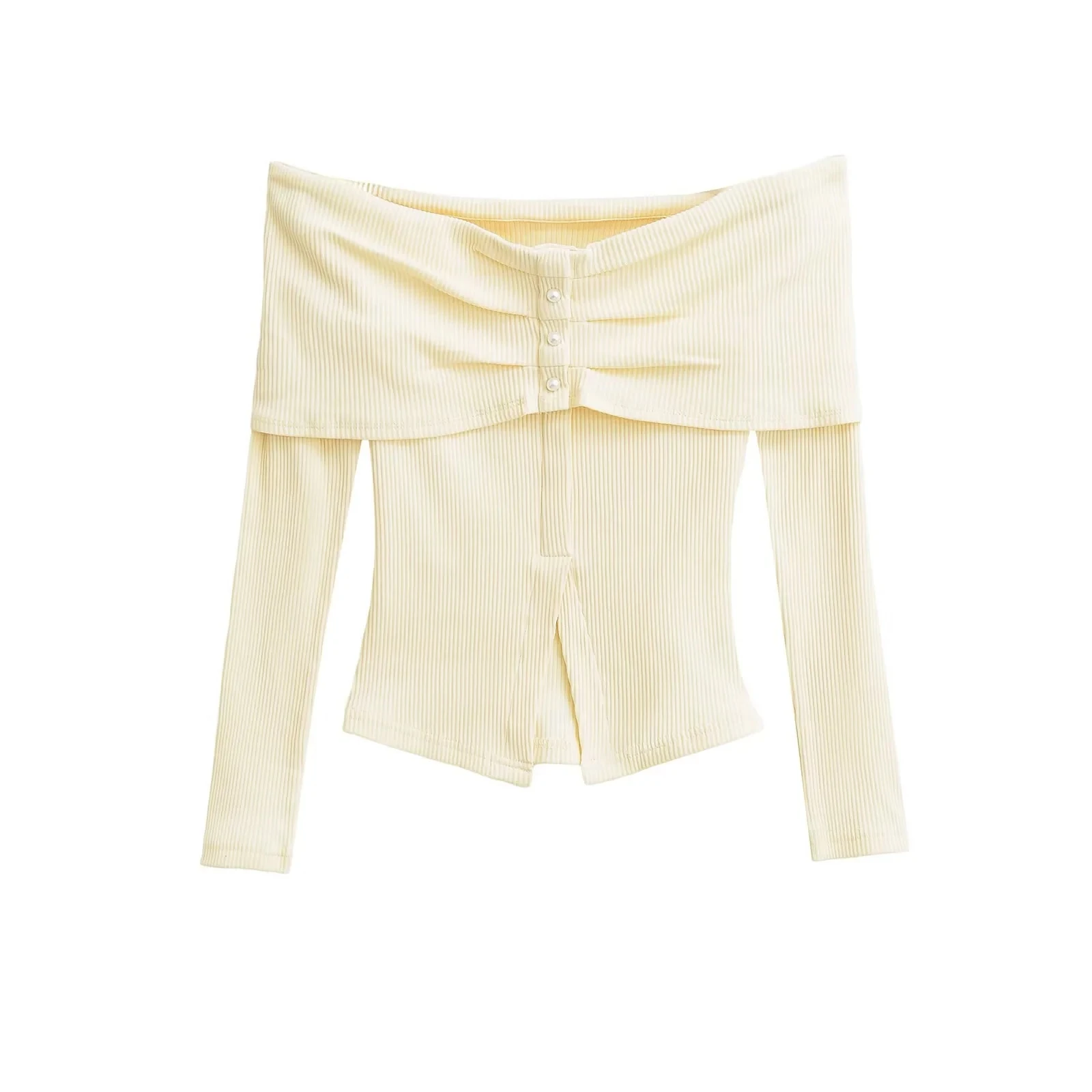 セクシーなロングスリーブワンショルダーTシャツ レディース 春秋デザイン スリムフィット セクシーなスリット入りワンワードカラートップ