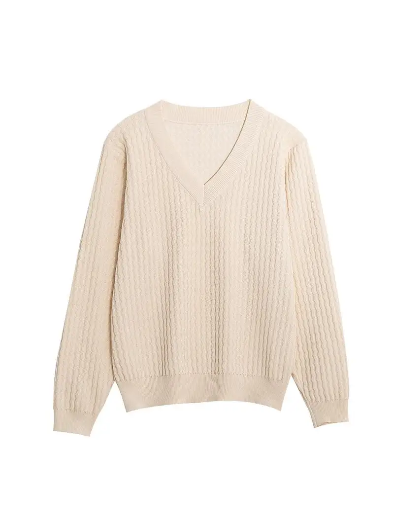 Suéter suelto de punto V-Ne para mujer Otoño Invierno Faion capa Base adelgazante irt coreano Sle largo Sve Color