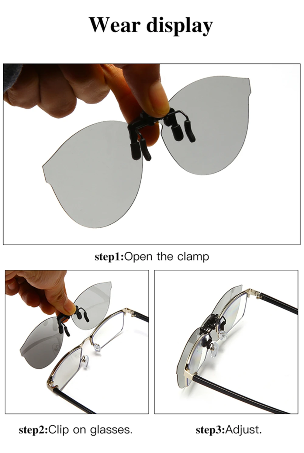 VIVIBEE Red Fishing Flip Up Clip On Polarisierte Sonnenbrille Herren UV400 High Definition Nachtsicht-Fahrlinse – Detail 7