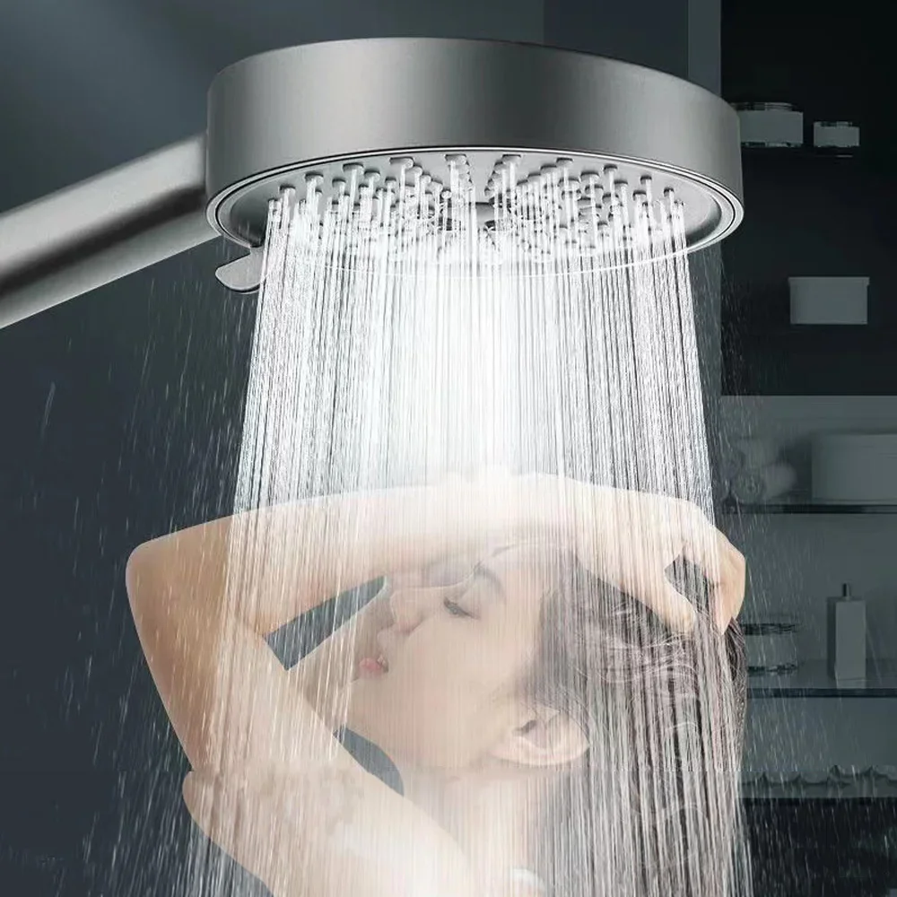 Big Panel Shower Head 5 Modes Adjustable Black High Pressure Shower Spa Nozzle Handheld Showerhead Bathroom Accessories