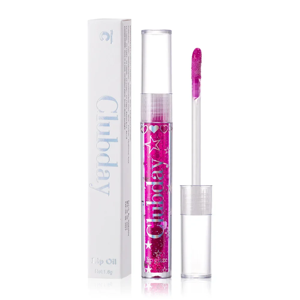 Clubday Lip Moisturizing Moisturizing Glossy Hydrating Sparkle Lip Glaze Make Up Crystal Jelly Moisturizing Lip Oil