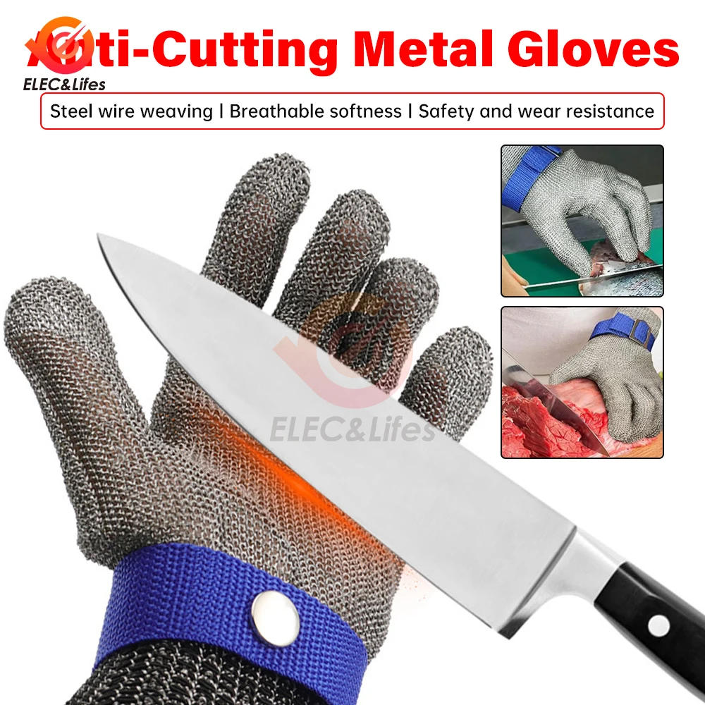 Anti-cut Gloves Stainless Steel Wire Cut-resistant Woven Safety Working Gloves Cutting Fish-killing Metal Iron Kitchen Gloves