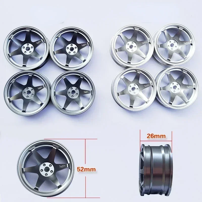 4-Piece RC Wheels, Spare Parts & Accessories, Aluminum Alloy Wheel Hubs for 1:10 Vehicles