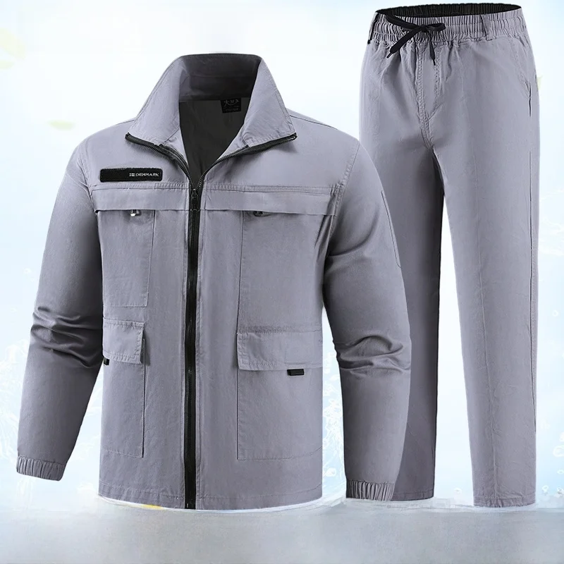 Set da Lavoro Estivo in Puro Cotone per Uomo, Sottile e Traspirante, Maniche Lunghe, Resistente alla Saldatura e Antipolvere, Abbigliamento Protettivo da Lavoro