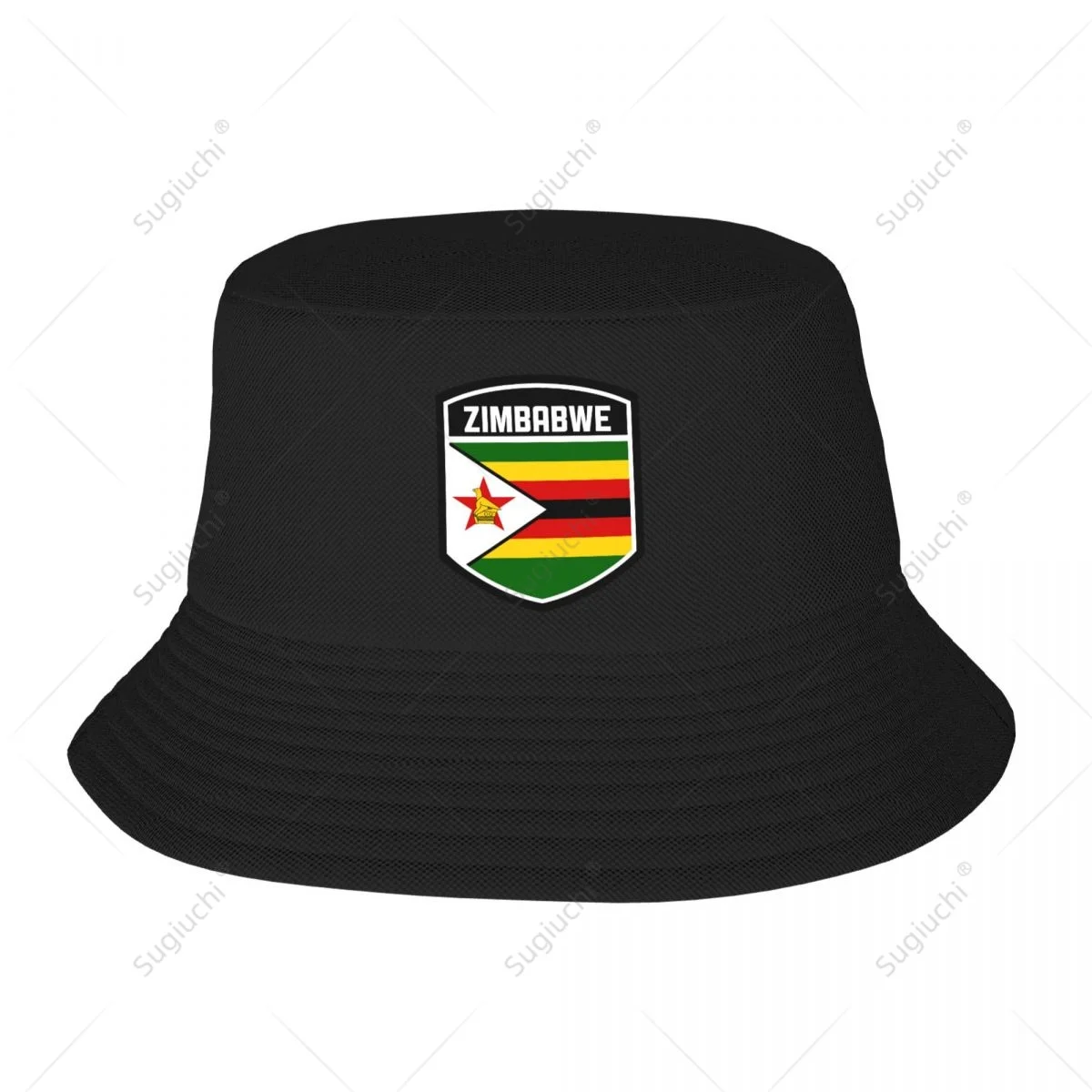 

Zimbabwe Flag Shield Bucket Hats Print Cool Fans Sun Shade Simple Classic Outdoor Summer Fisherman Caps Fishing Cap