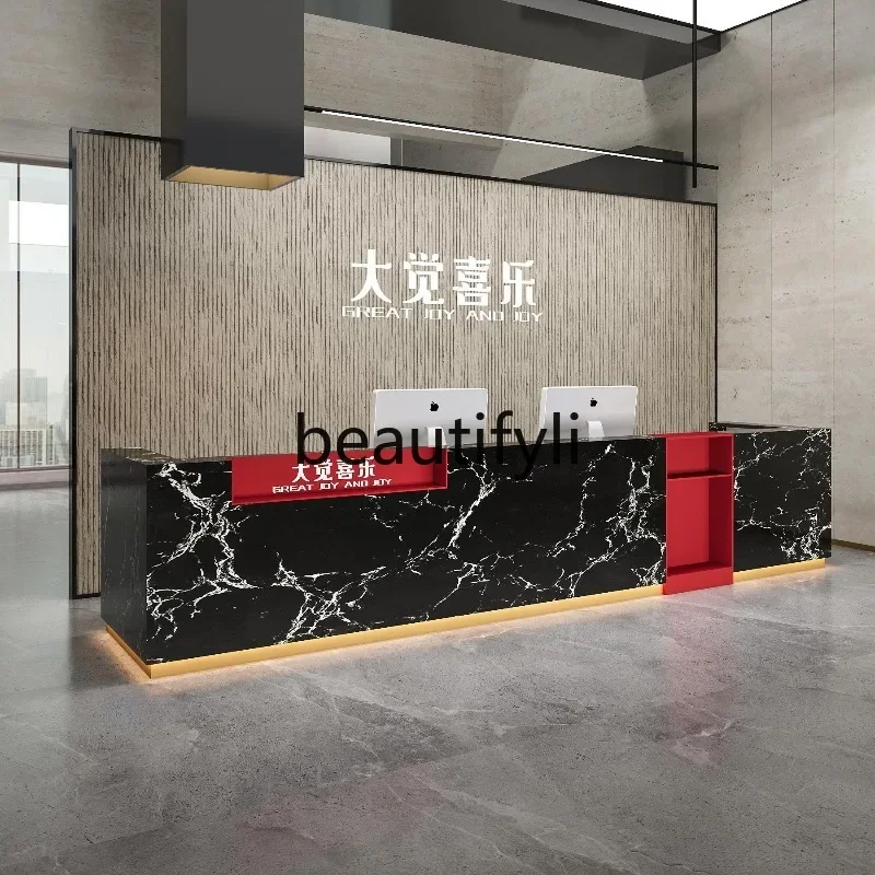ZzqMarble Company Mostrador de recepción Mostrador de recepción Oficina de ventas de hotel Fitnezz Club Mostrador de bar Losa de roca Personalización de escritorio de cajero