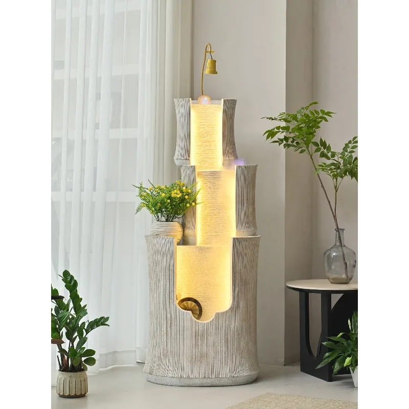Minimalist European Water Fountain Stacked Flow Pond Decor for Hotel Reception Living Room Wealth Luck Gift
