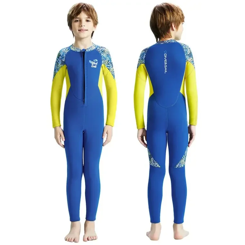 أطفال بنين بنات بأكمام طويلة تصفح الغوص ملابس السباحة الأطفال بذلة للمياه الباردة الغوص تصفح بحر #1