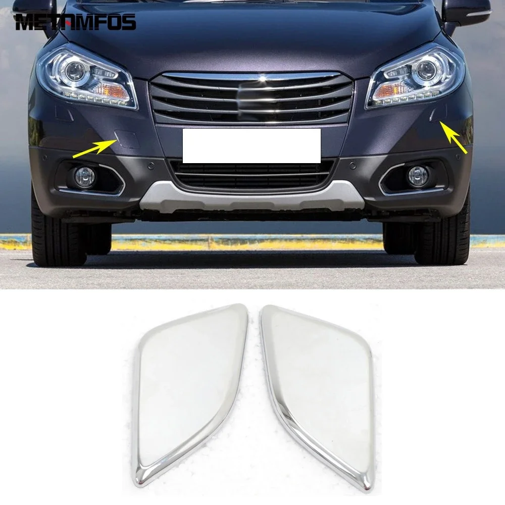 For Suzuki SX4 S-Cross Crossover 2013 2014 2015 Matte Front Bumper Head Light Lamp Washer Spray Nozzle Cover Trim Accessories