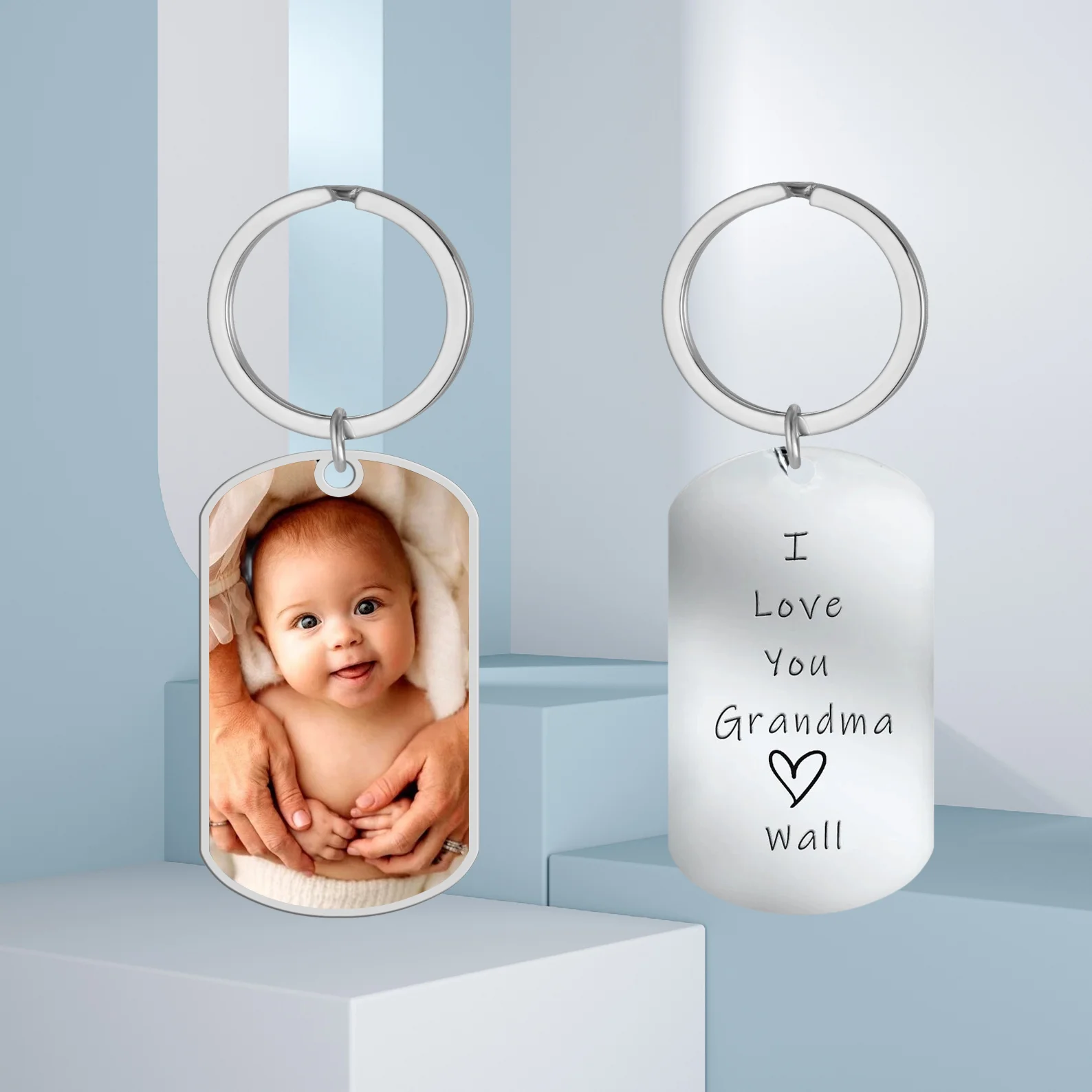 

I Love You, Grandma. Customized Children's Picture And Text Keychains For Grandma, Personalized Keychains, Gifts For Grandma